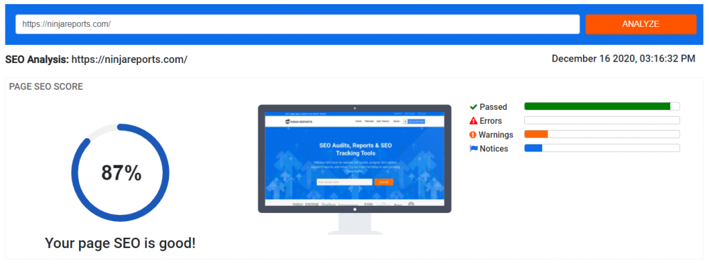 ninja seo analysis
