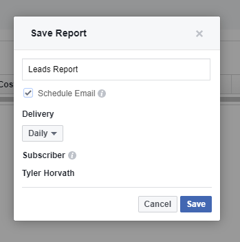 save facebook ads report