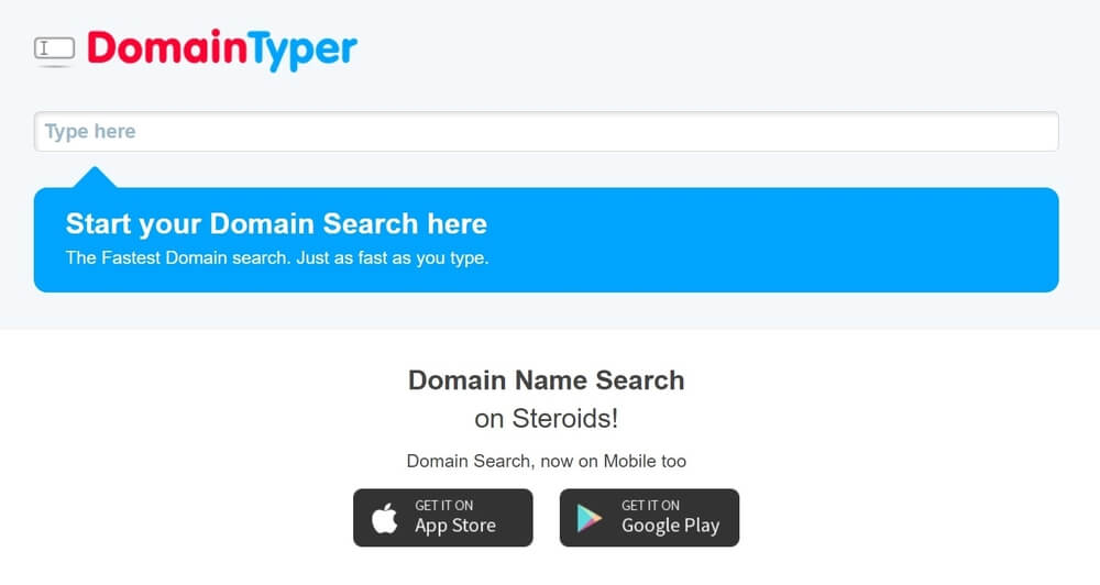 Domain Typer Domain Search