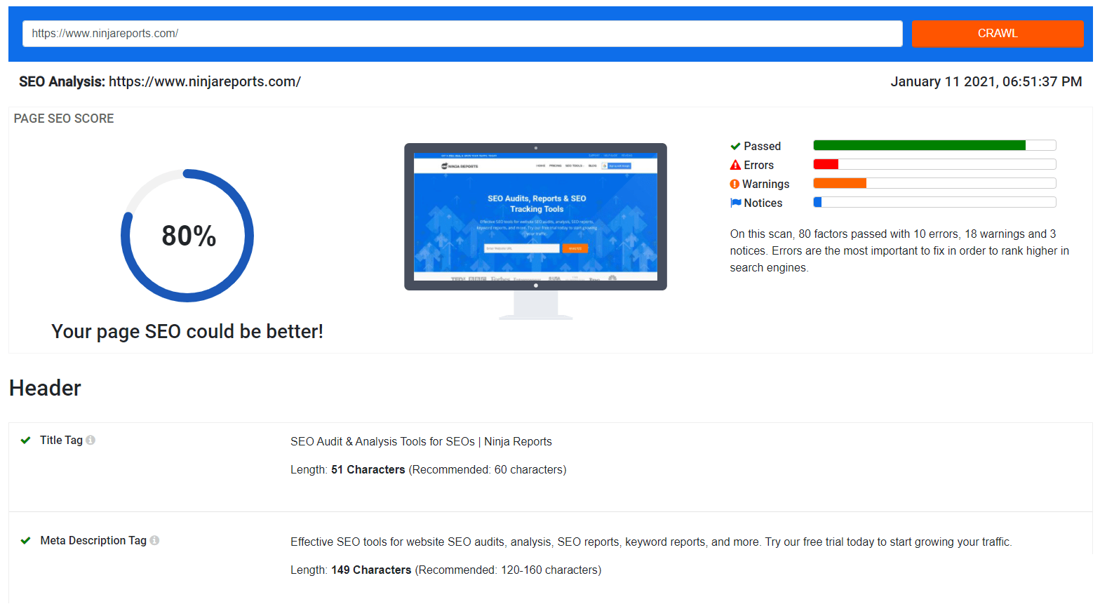 SEO Checker 2 ninja reports seo checker tool